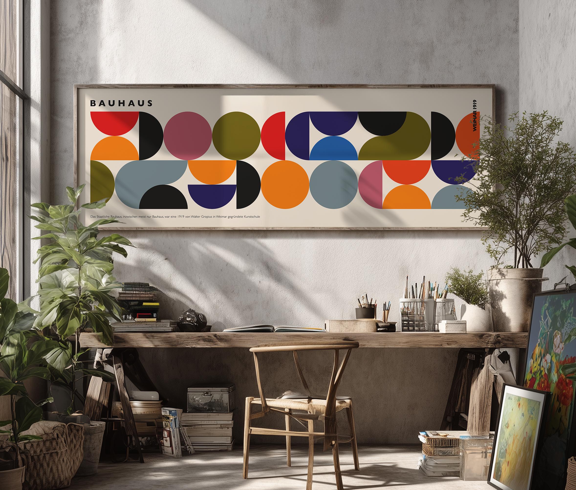 Bauhaus Geometric Poster: Mid Century Modern Panoramic Wall Art - Etsy