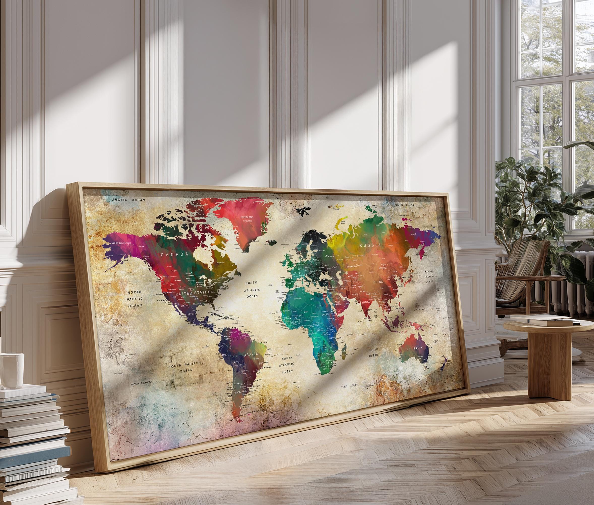 Watercolor World Map Poster: Adventure Push Pin Travel Art - Etsy
