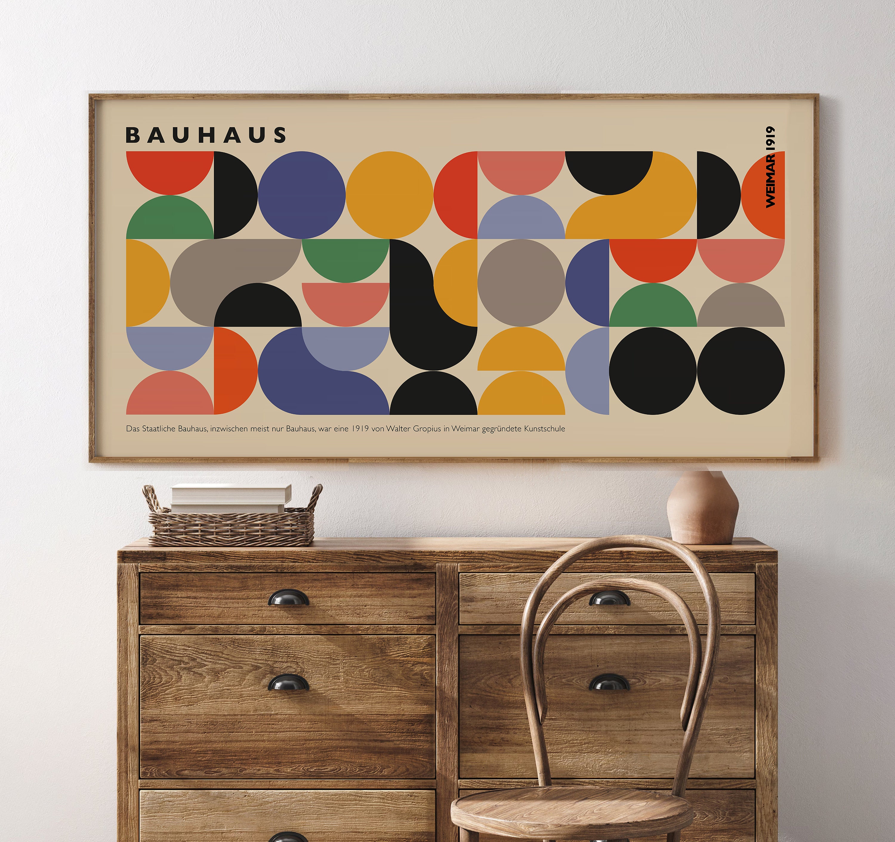 Bauhaus Exhibition Poster: Mid-century Modern Geometric Wall Art