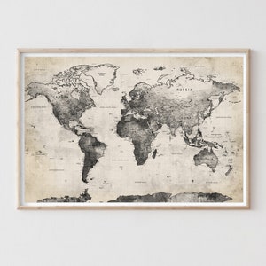Große Vintage Stil Weltkarte Wand Kunst Poster, alte Sepia Farbe Weltkarte Poster Wand Kunst | Vintage Weltkarte - M73