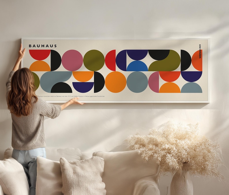 Bauhaus Geometric Poster: Mid Century Modern Panoramic Wall Art - Etsy