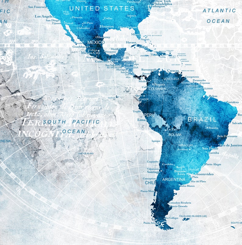 Push Pin Map of the World Poster Wall Art Modern Wall Art Map Single