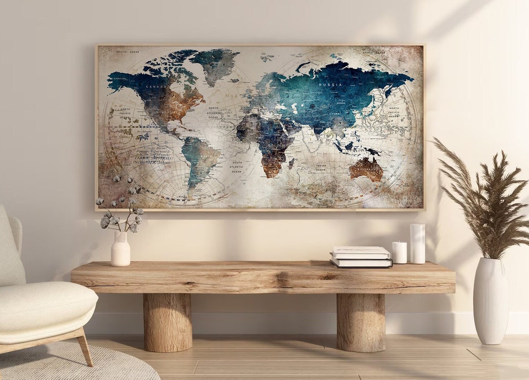 Artistic World Map Poster: Modern Home Decor Travel Art - Etsy