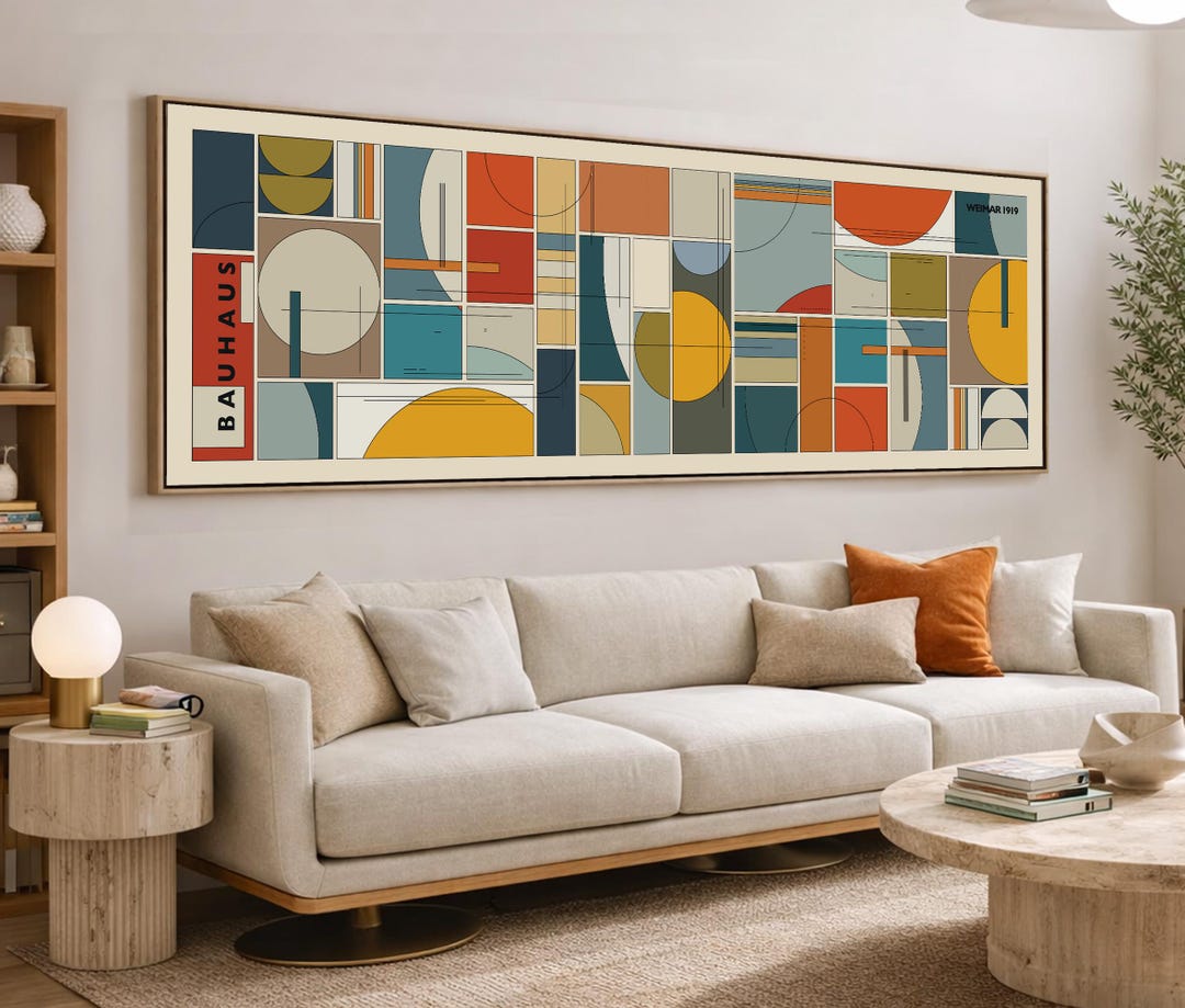 Modern Bauhaus Art Print - Minimalist Mid Century Wall Art for Living ...