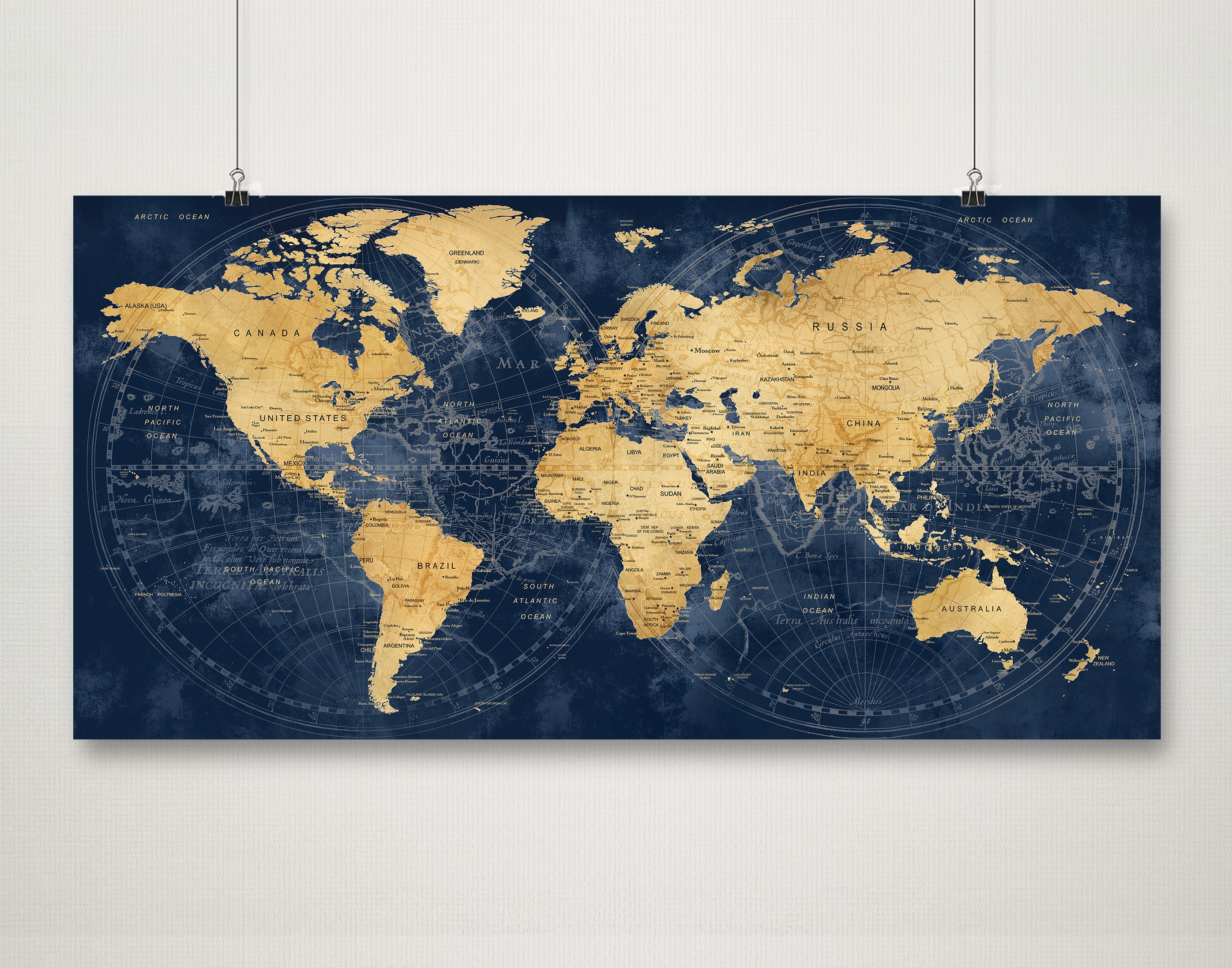 World Map Poster Art Push Pin Map Of The World Navy Blue Print world-map-poster-art-push-pin-map-of-the-world-navy-blue-print