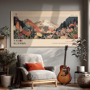 Rolled Yayoi Kusama Japanese floral landscape print ready for secure shipment.