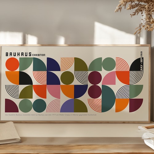 Bauhaus Exhibition Poster: Mid-century Modern Geometric Wall Art