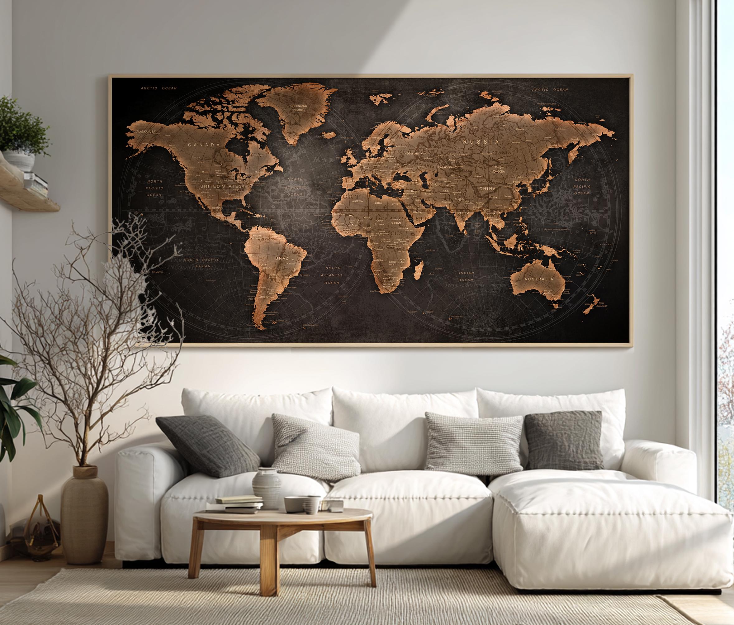 Elegant World Map Poster – Modern Wall Decor for Home & Office - Etsy