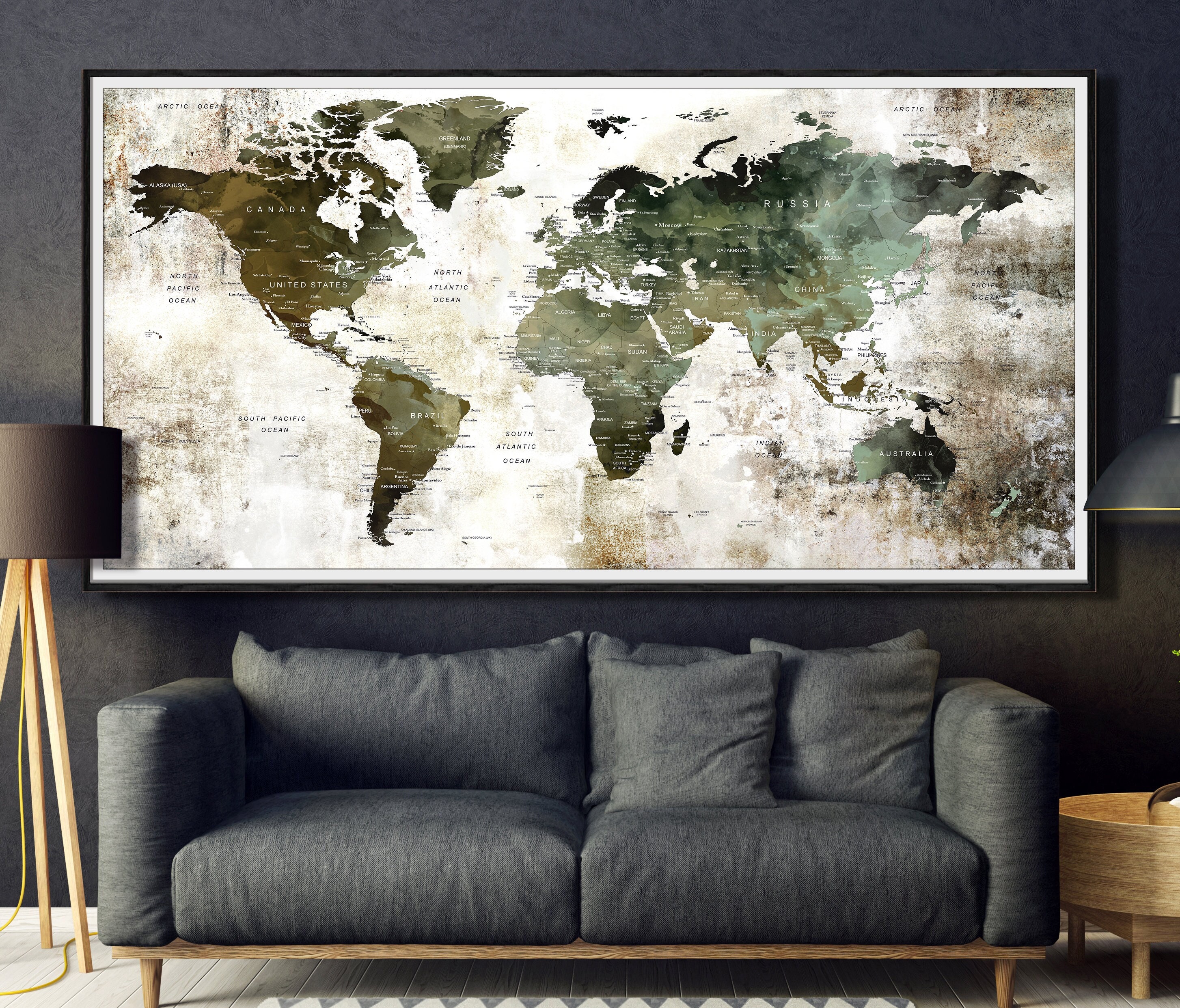 Watercolor World Map Poster: Artistic Travel Home Decor - Etsy
