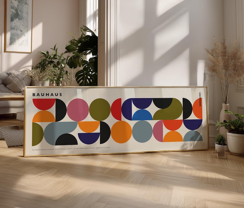 Bauhaus Geometric Poster: Mid Century Modern Panoramic Wall Art - Etsy