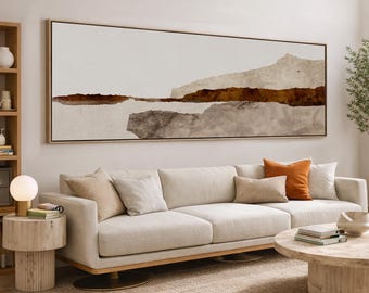 Japandi Abstract Landscape Print, Neutral Moody Wall Art, Minimal Earth Tone Decor