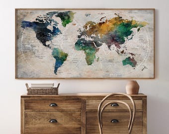 World Map Wall Art: Travel-Inspired Home Decor Gift for Modern Spaces