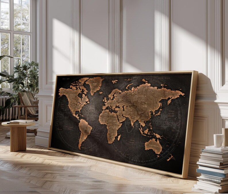 Elegant World Map Poster – Modern Wall Decor for Home & Office - Etsy