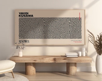 Lámina artística inspirada en Yayoi Kusama: decoración de pared abstracta japonesa