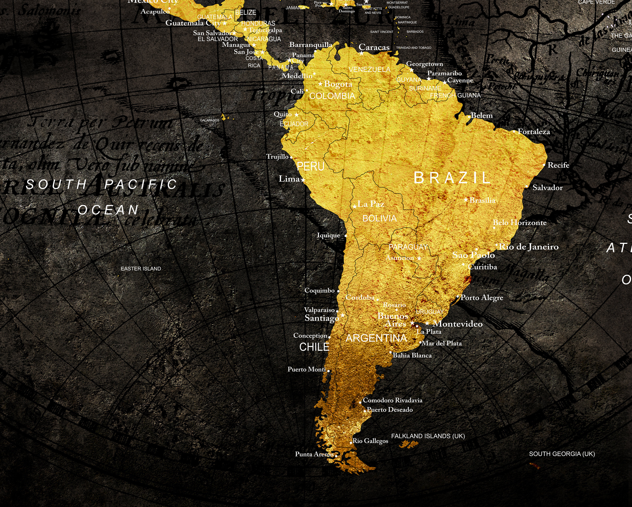 Extra Large Black Gold Color World Map Print Poster Vintage Style World extra-large-black-gold-color-world-map-print-poster-vintage-style-world