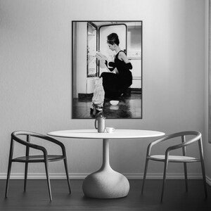 Audrey Hepburn Print, Vintage Movie Poster, Digital Download, Retro Wall Art, Old Hollywood Print, Black and White, Printable, Fashion Photo