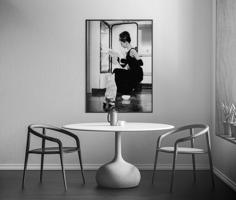Audrey Hepburn Print, Vintage Movie Poster, Digital Download, Retro Wall Art, Old Hollywood Print, Black and White, Printable, Fashion Photo