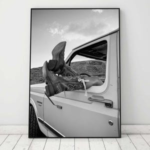Vintage Cowgirl Boots Print, Black and White Trendy Western Wall Art (Digital Download)