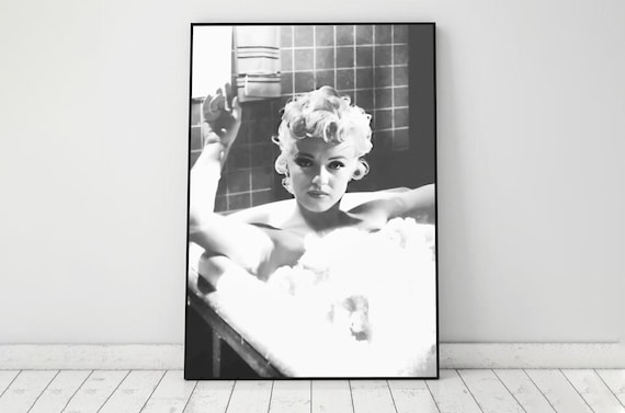 Posterlounge Marilyn Monroe Stampa su tela 20 x 30 cm Nero e Bianco Nostalgia Decorazione per pareti