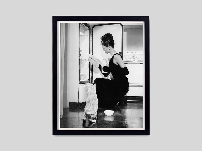 Audrey Hepburn Print, Vintage Movie Poster, Digital Download, Retro Wall Art, Old Hollywood Print, Black and White, Printable, Fashion Photo