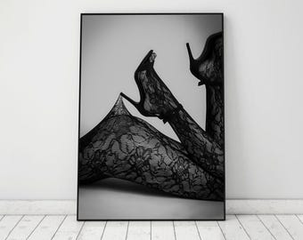 Black and White Designer Fashion Wall Art: Girls Bedroom Decor (Digital Download)
