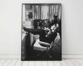 Audrey Hepburn in Studio Poster, Black and White, Vintage Photography, Retro Wall Art, Fashion Print, Old Hollywood Decor, Digital Download
