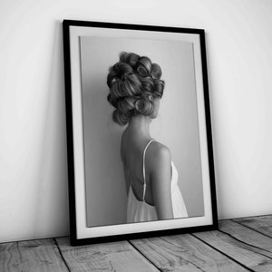 ヘアサロンの女性のプリント、白黒、ファッションウォールアート、ビンテージ写真、女の子のバスルームの装飾、デジタルダウンロード、Hypebeastポスター