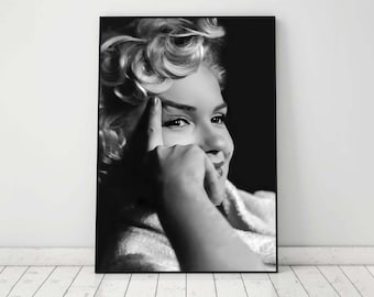 Printable Marilyn Monroe Wall Art, Black and White, Photo Print, Vintage Print, Fashion Photography, Old Hollywood Decor, Digital Download