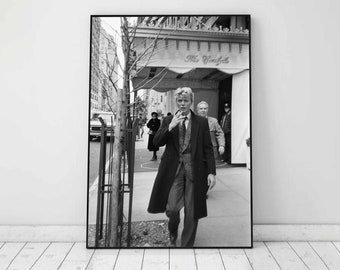 Impresión de David Bowie fumando en París, arte de pared en blanco y negro, cartel de música vintage, impresiones fotográficas, cartel de David Bowie, descarga instantánea