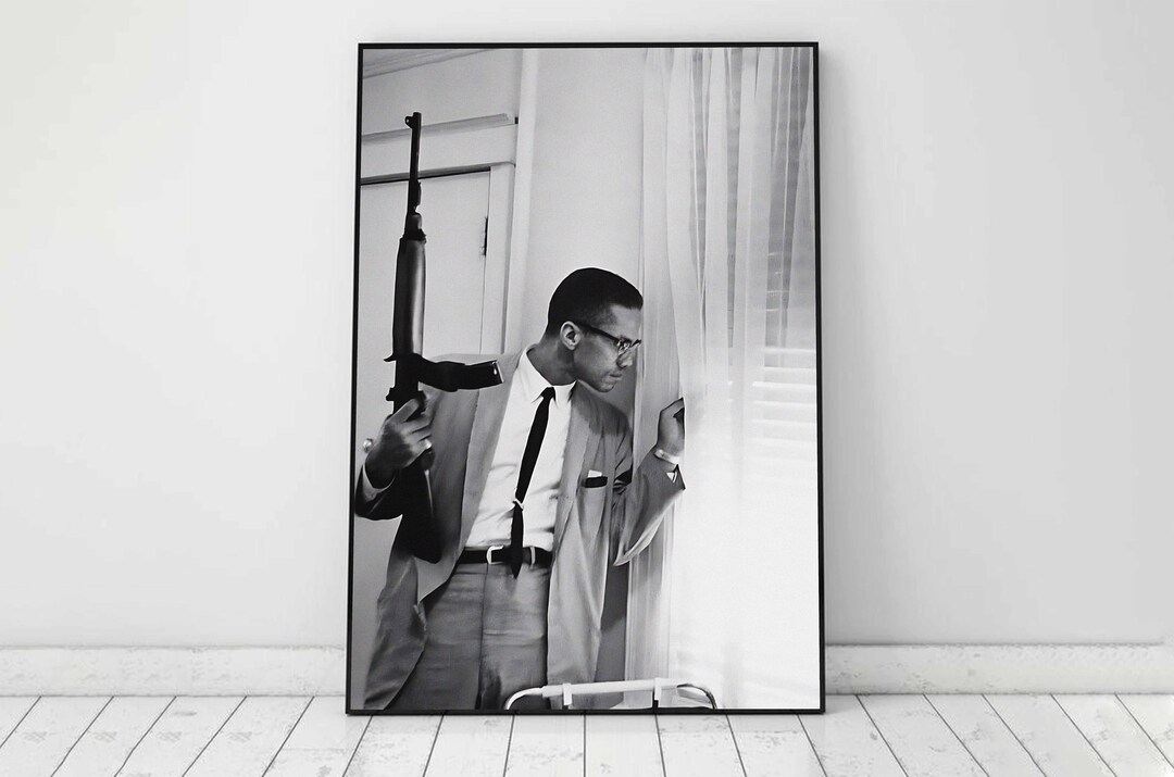 Malcolm X Gun Poster, Black and White, Vintage Photography, Malcolm X Print, African American