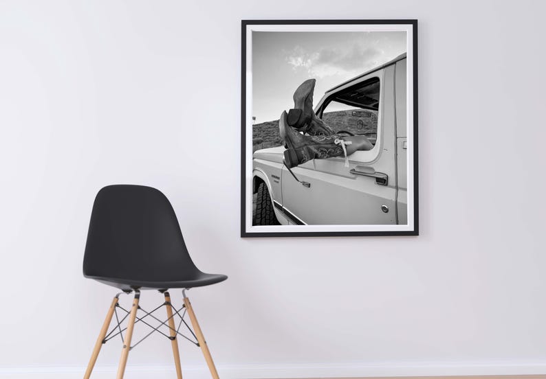 Vintage Cowgirl Boots Print, Black and White Trendy Western Wall Art (Digital Download)