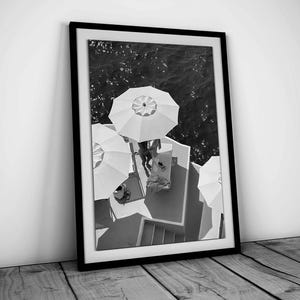 Beach Umbrella French Riviera Print, Black and White, Vintage Photography, Beachy Room Decor, Printable Hypebeast Wall Art, Digital Download