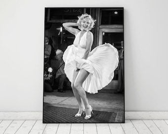 Marilyn Monroe Print, Black and White, Retro Fashion Wall Art, Vintage Photography (Digital Download)
