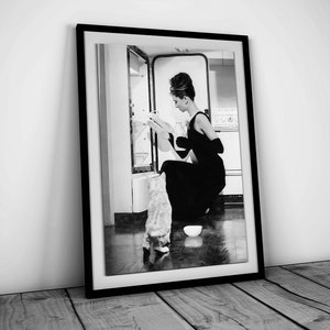 Audrey Hepburn Print, Vintage Movie Poster, Digital Download, Retro Wall Art, Old Hollywood Print, Black and White, Printable, Fashion Photo
