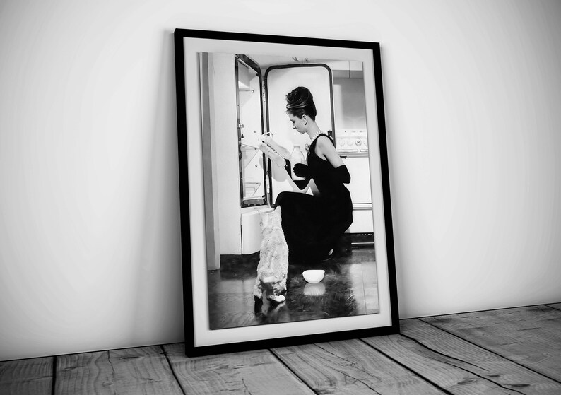 Audrey Hepburn Print, Vintage Movie Poster, Digital Download, Retro Wall Art, Old Hollywood Print, Black and White, Printable, Fashion Photo