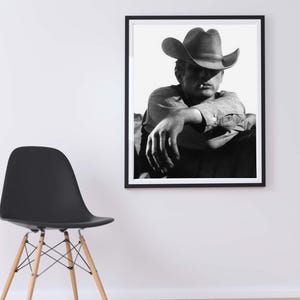 Cowboy Smoking Poster, Black and White, Cowboy Print, Vintage Photography, Printable Western Wall Art, Old Hollywood Decor, Digital Download