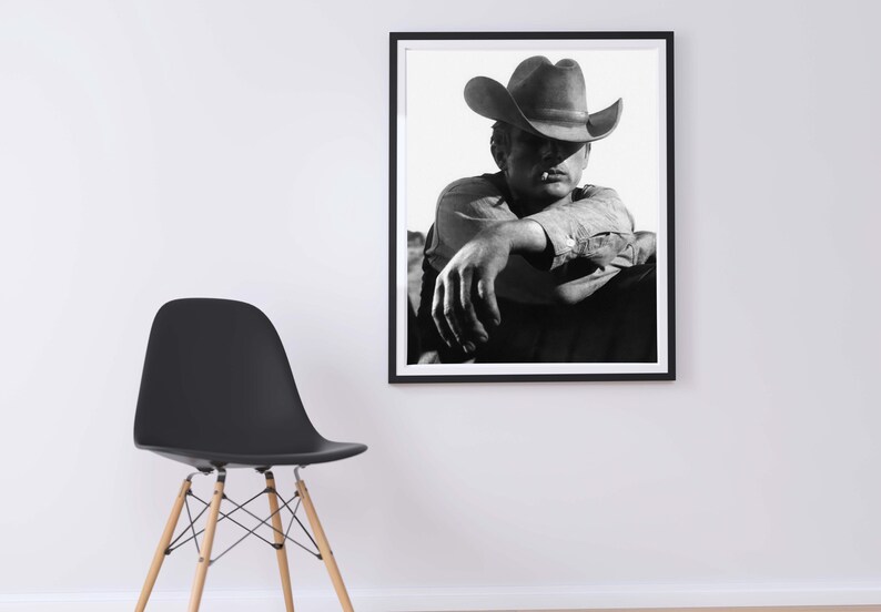 Cowboy Smoking Poster, Black and White, Cowboy Print, Vintage Photography, Printable Western Wall Art, Old Hollywood Decor, Digital Download
