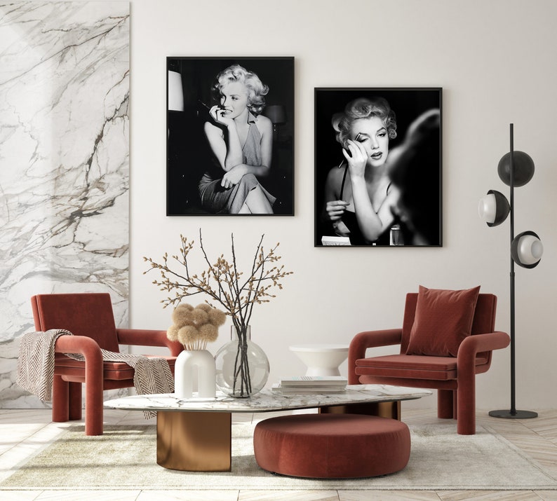 Vintage Marilyn Monroe Poster, Black And White Marilyn Monroe Print, Fashion Photography, Old Hollywood Print, Beauty Room Decor, Wall Art