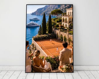 Luxury Tennis Poster: Mediterranean Old Money Wall Art, European Summer Print (Digital Download)