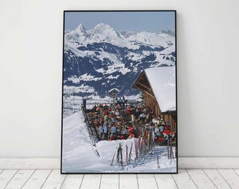 Slim  Aarons Eagle Club Print, Apres Ski Poster, Vintage Photography, Winter Wall Art, High Society Print, Ski Lodge Decor, Digital Download