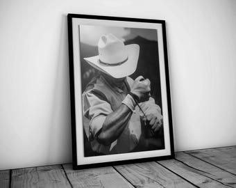 Vintage Cowboy Print, Black and White, Western Wall Art, Wild West Photography, Retro Cowboy Poster, Farmhouse Room Decor, Digital Download