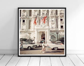 Slim Aarons Carlton Hotel Print: Vintage French Riviera Wall Art, Old Money Photography, Luxury Cannes Decor, Vintage Cars, Digital Download