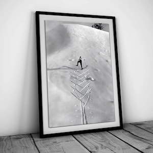 Vintage Ski Poster, Black and White, Skiing Print, Winter Wall Art, Ski Photo Print, Ski Lodge Decor, Printable Wall Art, Digital Download