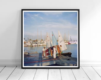 Slim Aarons Sailing Dinghy Poster, Vintage Sailboat Print, Luxury Coastal Photography, Old Money Aesthetic Wall Art, Digital Download