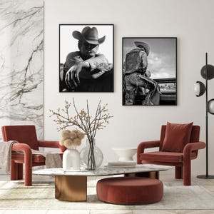 Cowboy Smoking Poster, Black and White, Cowboy Print, Vintage Photography, Printable Western Wall Art, Old Hollywood Decor, Digital Download