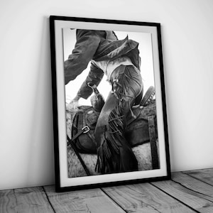 Retro Cowgirl Print, Black and White, Vintage Photography, Wild West Western Cowgirl Wall Art Poster, Hypebeast Room Decor, Digital Download