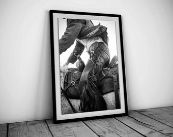 Retro Cowgirl Print, Black and White, Vintage Photography, Wild West Western Cowgirl Wall Art Poster, Hypebeast Room Decor, Digital Download
