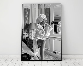 After the Bath Print, Black and White, Bathroom Wall Art, Luxury Fashion Poster, Digital Download, Hypebeast Wall Art, Girls Bathroom Decor