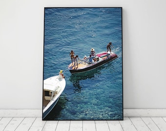 Slim Aarons Porto Ercole Print, Luxury Beach Poster, Boat Wall Art, Vintage Print, Photography Prints, High Society Print, Digital Download