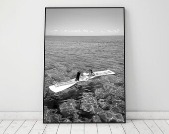 Women Relaxing on Water Print, Old Money Poster, Black and White, Sea Photography, High Society Print, Summer Poster, Digital Download
